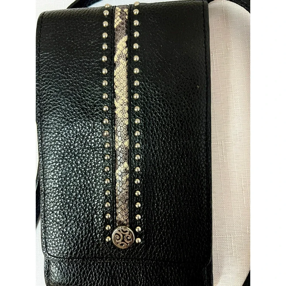 Brighton Pretty Tough Phone Case/Card Black‎ Cross Body Snake Leather & Studs